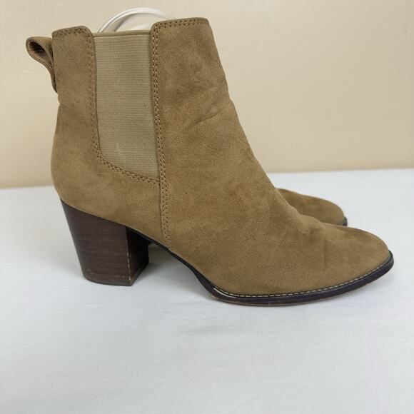 J. Crew Rory Camel Microsuede Heel Ankle Boots, Size 6.5 - Picture 3 of 8